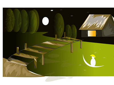 Night victor village digital art draw illustration illustrator painting vector vector village art