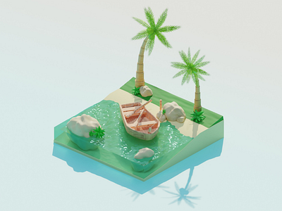 Beach&Boat 3d art beach blender3d illustration