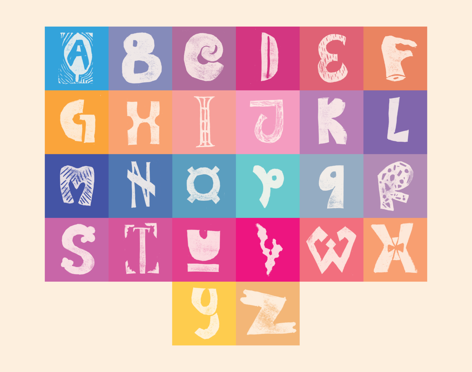 Linocut Alphabet by Chandler Hougan on Dribbble