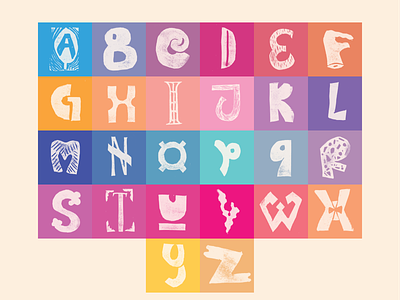 Linocut Alphabet alphabet gradient handlettering lettering linocut printmaking