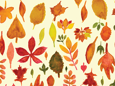Watercolor Leaf Pattern autumn fall illustration painting pattern pattern design print surface design textile design textile pattern textile print watercolor