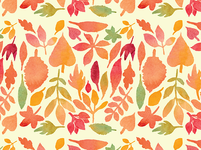 Autumn Watercolor Leaf Pattern 2 autumn fabric design fall fashion illustration leaves pattern pattern art pattern design pattern textile seasonal surface design textile textile design