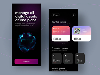 Finance Mobile App crypto design finance nfts ui ux