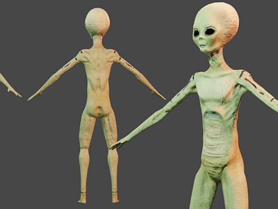 alien with texture 3d artist alien aliens blender character design full illustration logo sculpt speed sketch