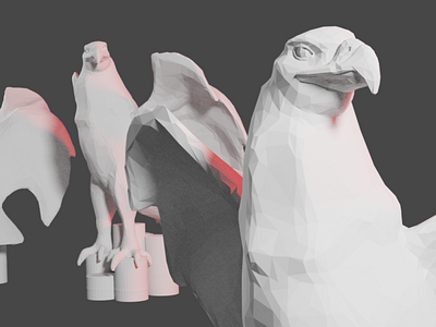 eagle close up low poly sculpt