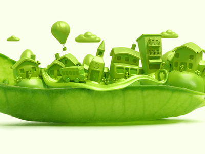 Pea Pod City city illustration modo pea photoshop