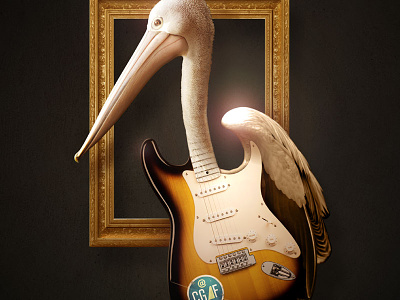 Coconut Grove Arts Festival Pelican Guitar bird guitar illustration photoshop