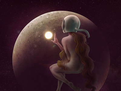 Space Marshall illustration photoshop planet space wacom woman