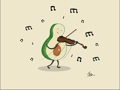 Violinist avocado character graphic illustraion illustration art illustrator violin violinist
