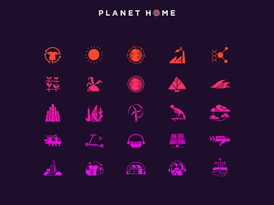 PLANET HOME Icon System brand brand design brand identity branding branding design color pallet design icon icon design icon set iconography illustration inspiration sustainability sustainable