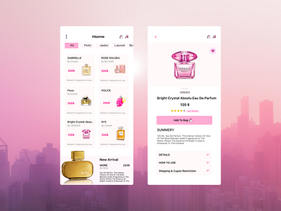 Perfume shop app typography ui ux