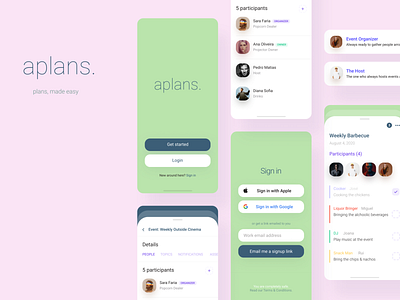 aplans - events planner aplans app event events events app figma flat minimal planning ui ux