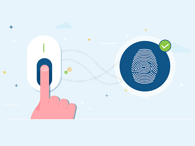 Fingerprint Reader & Scanner Machine animation explainer fingerprint illustration scanner scanning type vector web