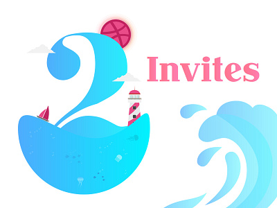 2 Dribbble Invites draft dribbble illustration invites nepal two
