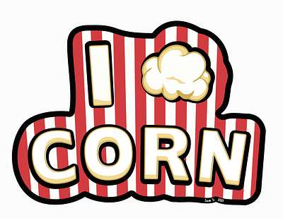 I Pop Corn branding design flat fun illustration illustrator pop popcorn simple sticker vector