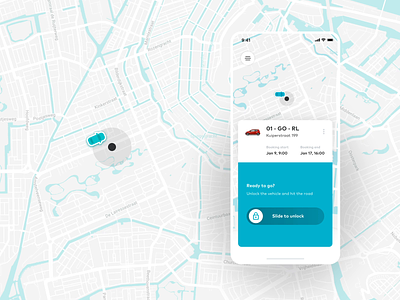 Carsharing service — Unlocking the vehicle app automotive carsharing concept electric car exploration interaction design ios location tracker remote rental app ui ux