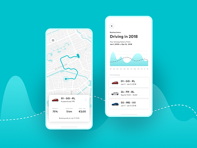 Carsharing service — Driving Stats automotive concept data visualization dataviz driving electric car infographics information design mapbox rental app statistics ui ux