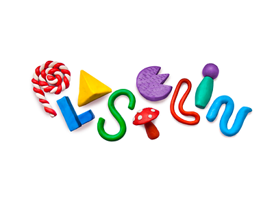 Plasticine lettering 3d modelling children colorful kids lettering mushroom organic plasticine toys typography