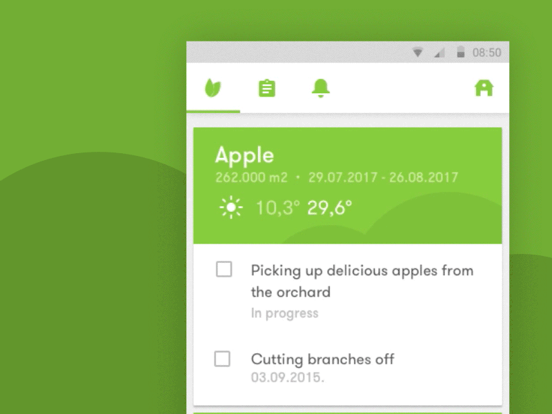 These finances grow like apples agriculture android animation cards chart finance growth material design principle sketch ui ux