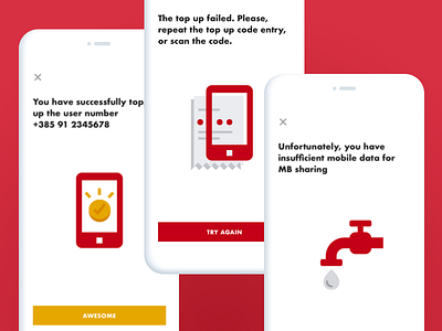 Humanizing system communication app error handling illustration microcopy mobile self care telco top up ui ux ux writing