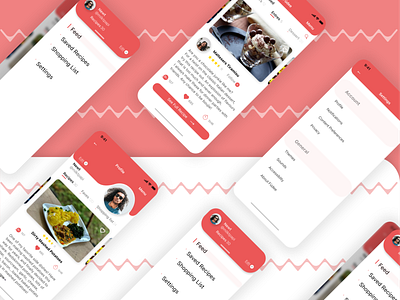 Füdee app appdesign design fictional food and drink foodie menuoverlay mobile app design recipe app recipes settings ui userprofile ux