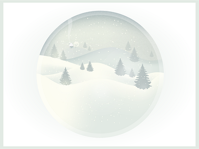 Winter cottage illustration illustrator snow trees white winter