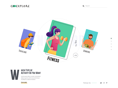 Go-explore: Near by Activity activity after effects animation branding clean clean creative design dinning fitness landing page modern nearby shopping webdesign webdesigner website concept website design