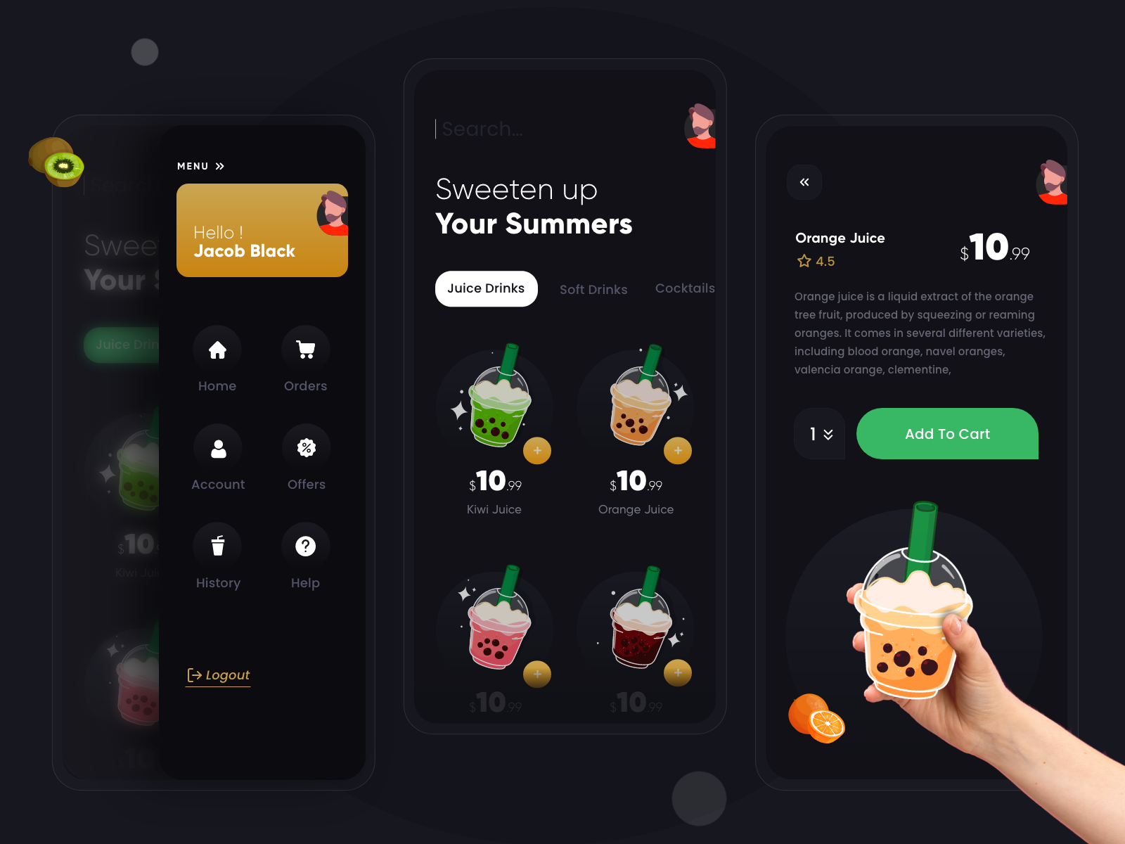 Juice Drink Cocktails Shop App by sahil bajaj for Master Creationz