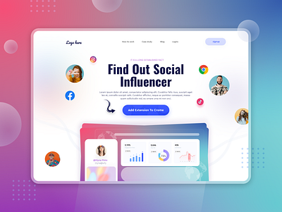 Influencer Social - Landing Page concept branding clean creative concept facebook figma gradient graphic design homepage influencer instgram landing page landingpage minimalist modern social social media twitter ui web design website concept