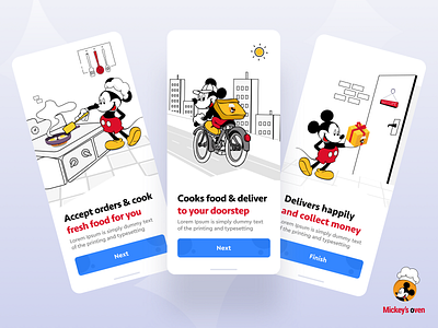 Mickey's Oven Food Delivery | Onboarding Screens |  Mobile App