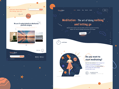 Meditation branding energy gratitude health homepage illustrations innerpeace landingpage lawofattraction loveyourself meditation mental health mindfulness motivation peace spiritualawakening spirituality ui webdesign website design