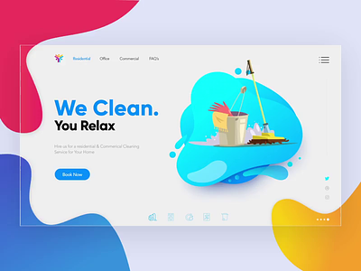 Cleaning Up: Time to Clean. after effects after effects animation branding clean clean creative design landing page modern time to clean ui webdesigner website animation website design