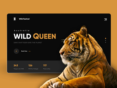 Wild Queen: Wild Festival brand design branding clean clean creative design landing page modern queen tigers ui webdesigner website animation website design
