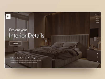 Explore your Interior: Landing Page aftereffects bedroom branding clean clean creative design explore interior landing page modern uidesign uiuxdesign webdesigner webpagedesign website design