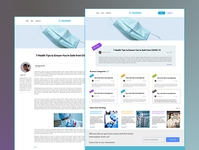 Web UI Design for Health Blog blog design design landing page product design startup ui uiux user interface design web design