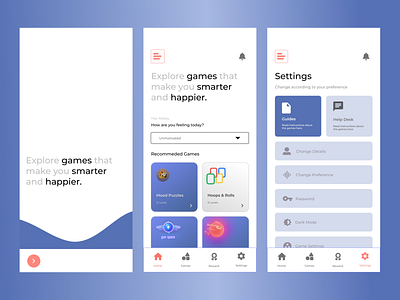 Smart Game UI Design design landing page mobile app product design ui uiux user interface design