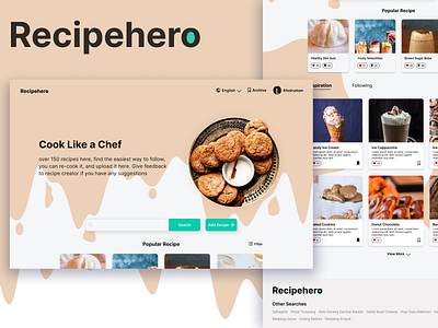 Recipehero-A Website That Help You Find Easiest Way to Cook app branding clean ui cooking design graphic design icon minimal typography ui ux website