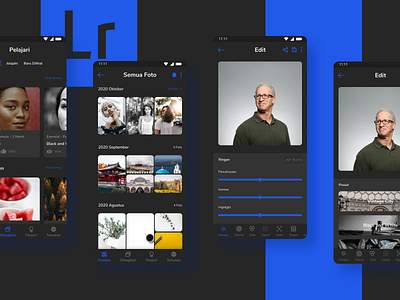 Redesign Lightroom Apps app branding clean ui design flat graphic design icon lightroom lightroom mobile typography ui ux