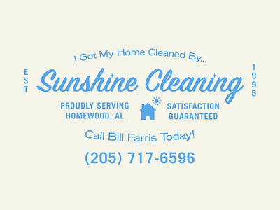 Sunshine Cleaning Logo blue branding cleaning home house logo logo design sunshine typography vintage vintage logo
