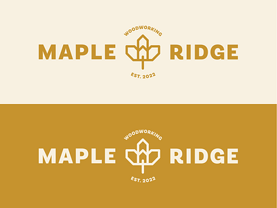 Maple Ridge Woodworks Logo Option 1 arbor carpentry earth explore gold logo logo design nature outdoors trees wood woodworking woodworks
