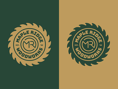 Maple Ridge Woodworks Logo Option 3 badge badge logo earth explore forest logo logo design nature outside saw wood woodworking woodworks