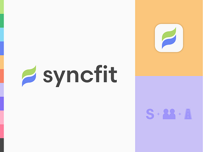 Syncfit Brand Board app design branding colorful fitness fitness app logo logo design running running app workout