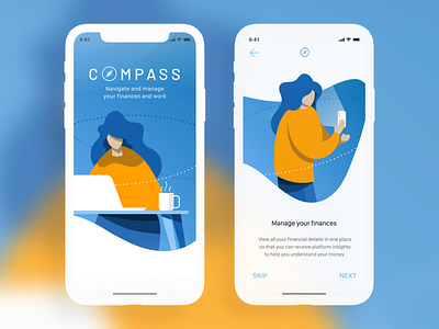 Compass Mobile App branding illustration ui ux