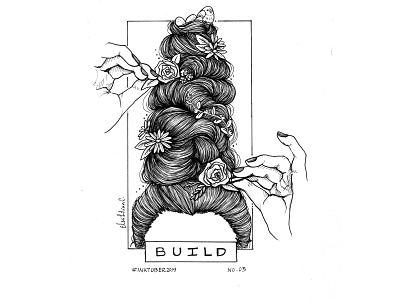 Build Prompt drawing hair illustration illustration art illustrator ink inktober inktober2019