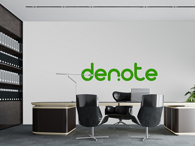 Denote office architechture behance brand design brand identity branding design company branding company logo concept denote dribble graphic design green illustration interior office design office space wall wall art white