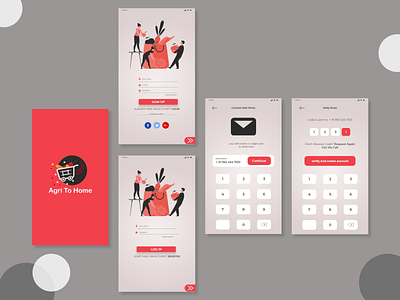 Grocerry - Signup, Login and Verification Screen application design illustrator login ui logo signup