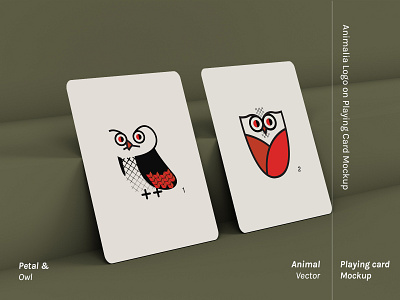 Owl Logo on Playing Card Mockup design flat illustration logo vector