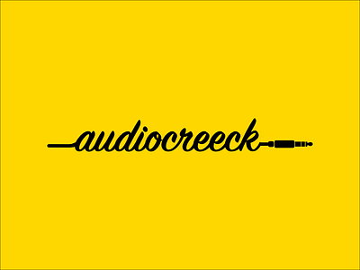 audio creeck audio audio player audiobook black design flat illustration logo minimal typography yellow yellow logo