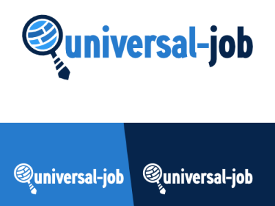 universal job design globe job logo magnifying glass tie