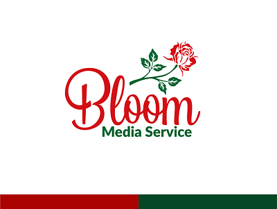 bloom media service branding design logo logos media rose roses services typography